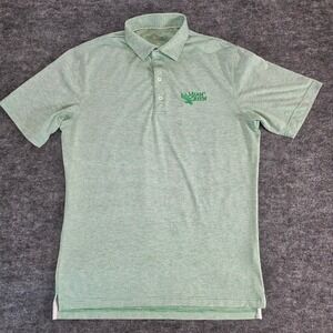 Johnnie-O Polo Shirt Mens Medium Green Striped UNT Mean Green NCAA Golf